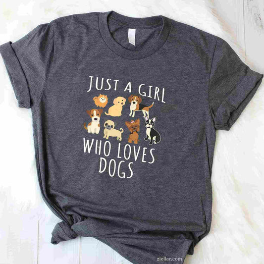 Just A Who Loves Dogs - Funny Puppy T-Shirt, Vintage Graphic Tee For Pet Owner, Dog Mom, Dog Dad