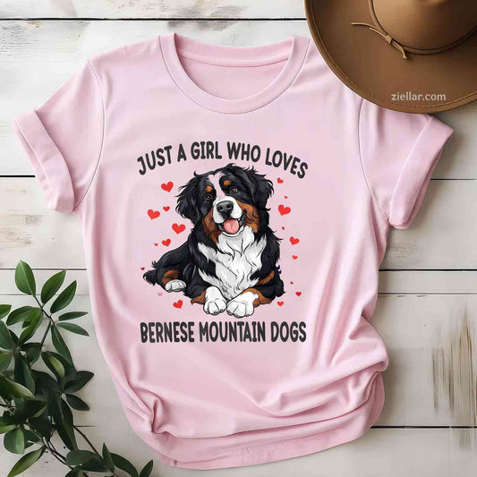 Just A Who Loves Bernese Mountain T-Shirt, Berner Dog Lover Vintage Graphic Tee For Adults Unisex