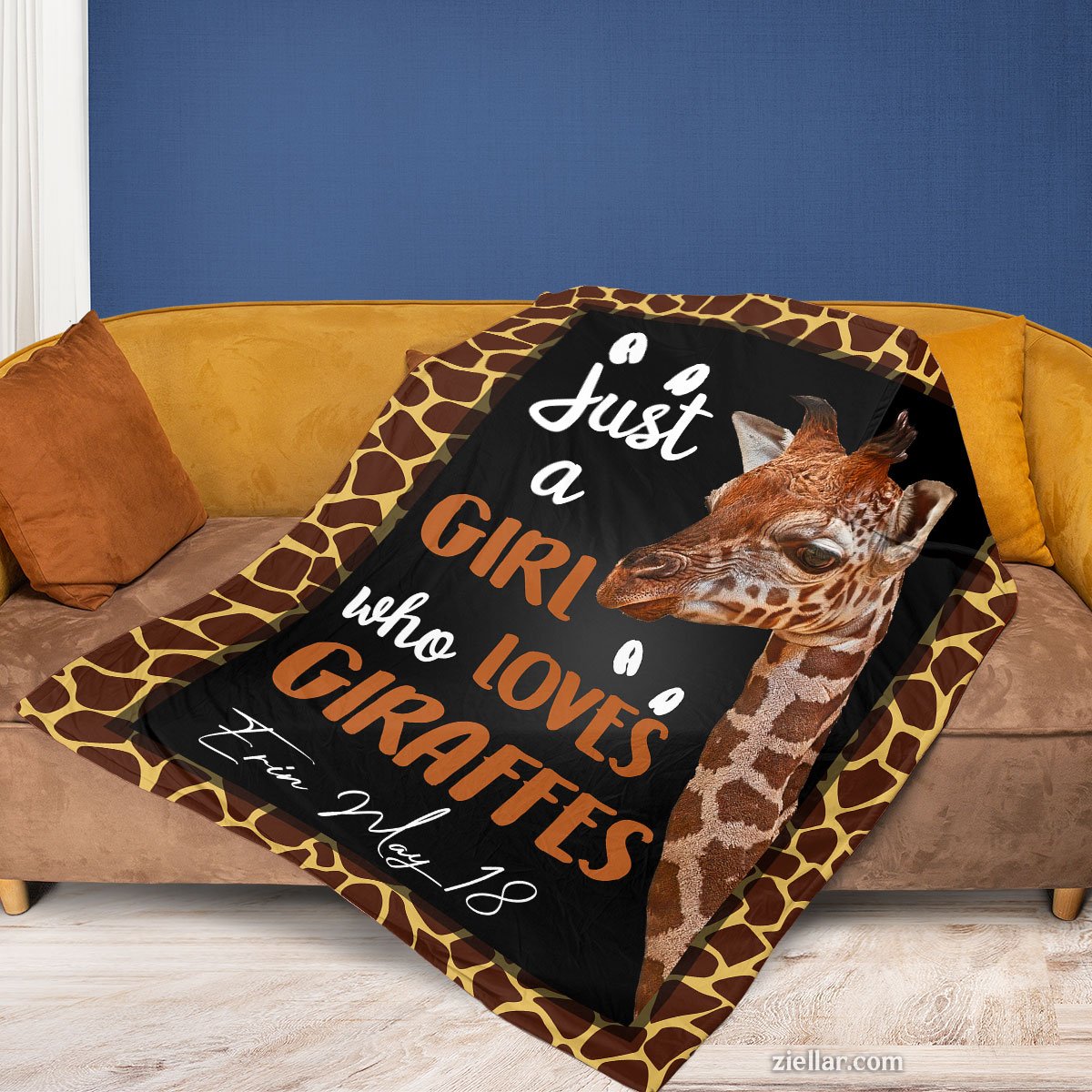 Just a Girl Who Loves Giraffes Quilt Blanket, Fleece Blanket Fun Gift for Animal Lover