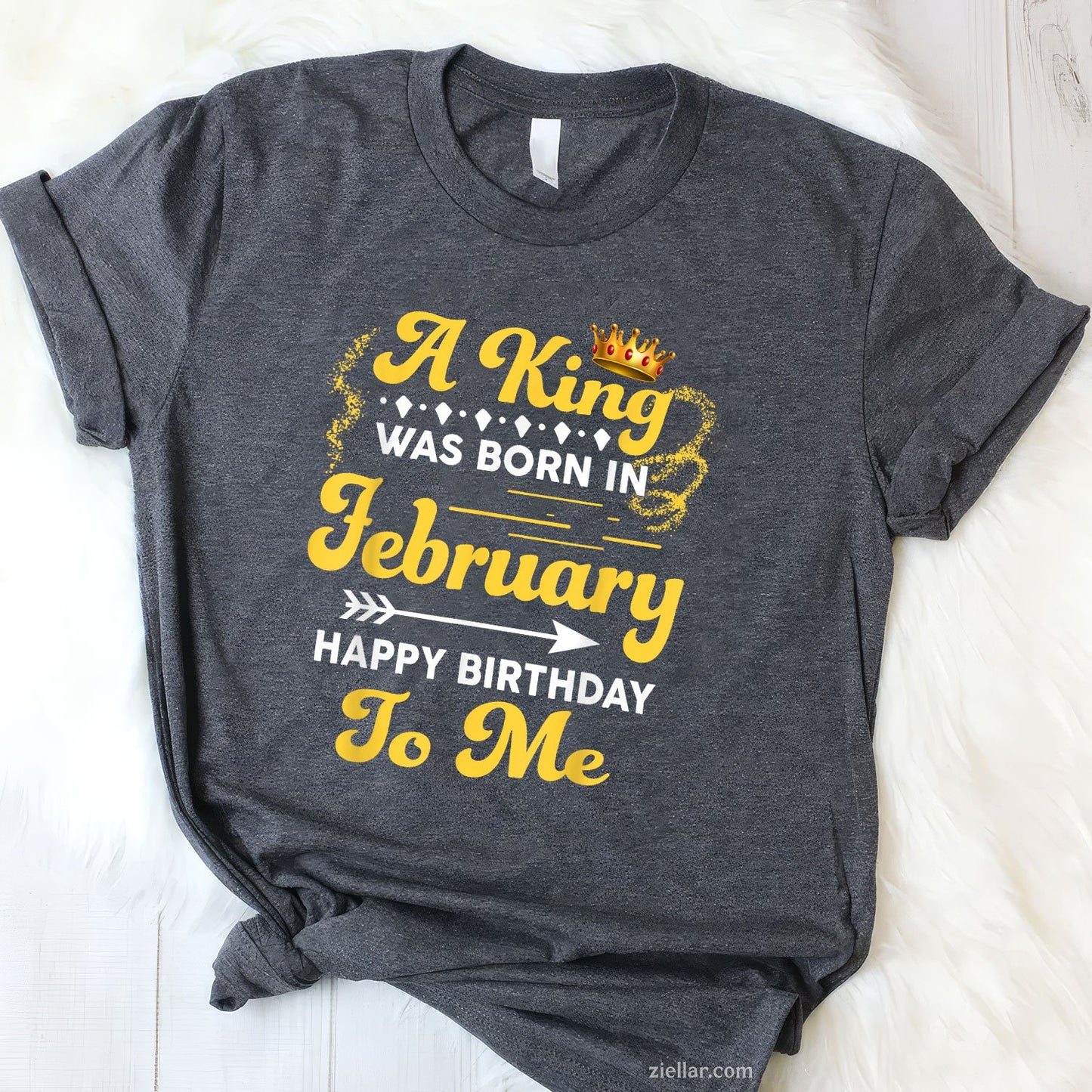 King Was Born in February Tee and T-Shirt, Funny Happy Birthday T-Shirt for Men Adults