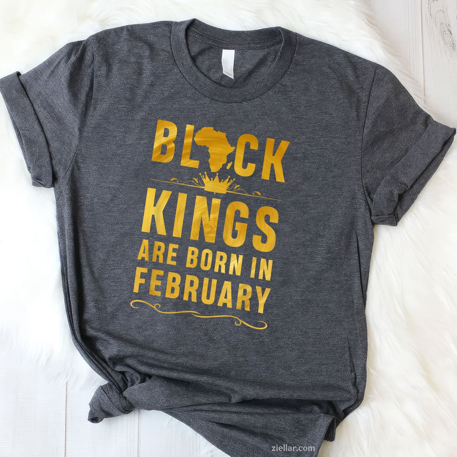 Kings Are Born in February Tee and T-Shirt, Black Men Birthday T-Shirt Gift for Adults