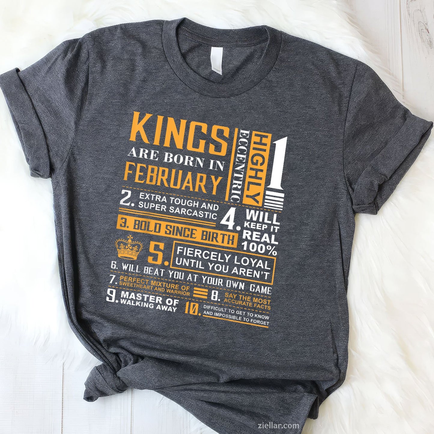 Kings Are Born in February Tee and T-Shirt, Birthday Gift T-Shirt for Men Adults, Legendary February Kings