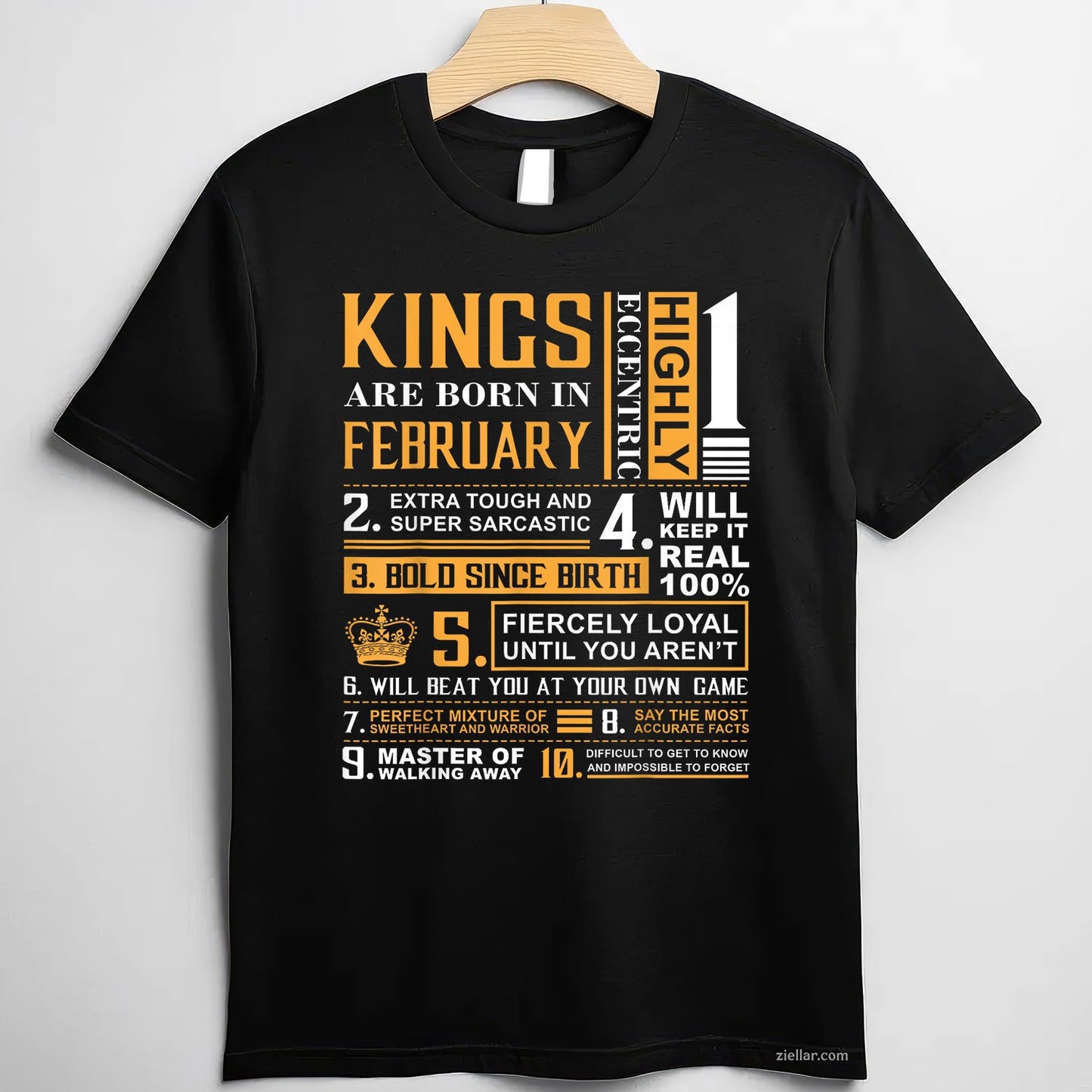 Kings Are Born in February Tee and T-Shirt, Birthday Gift T-Shirt for Men Adults, Legendary February Kings