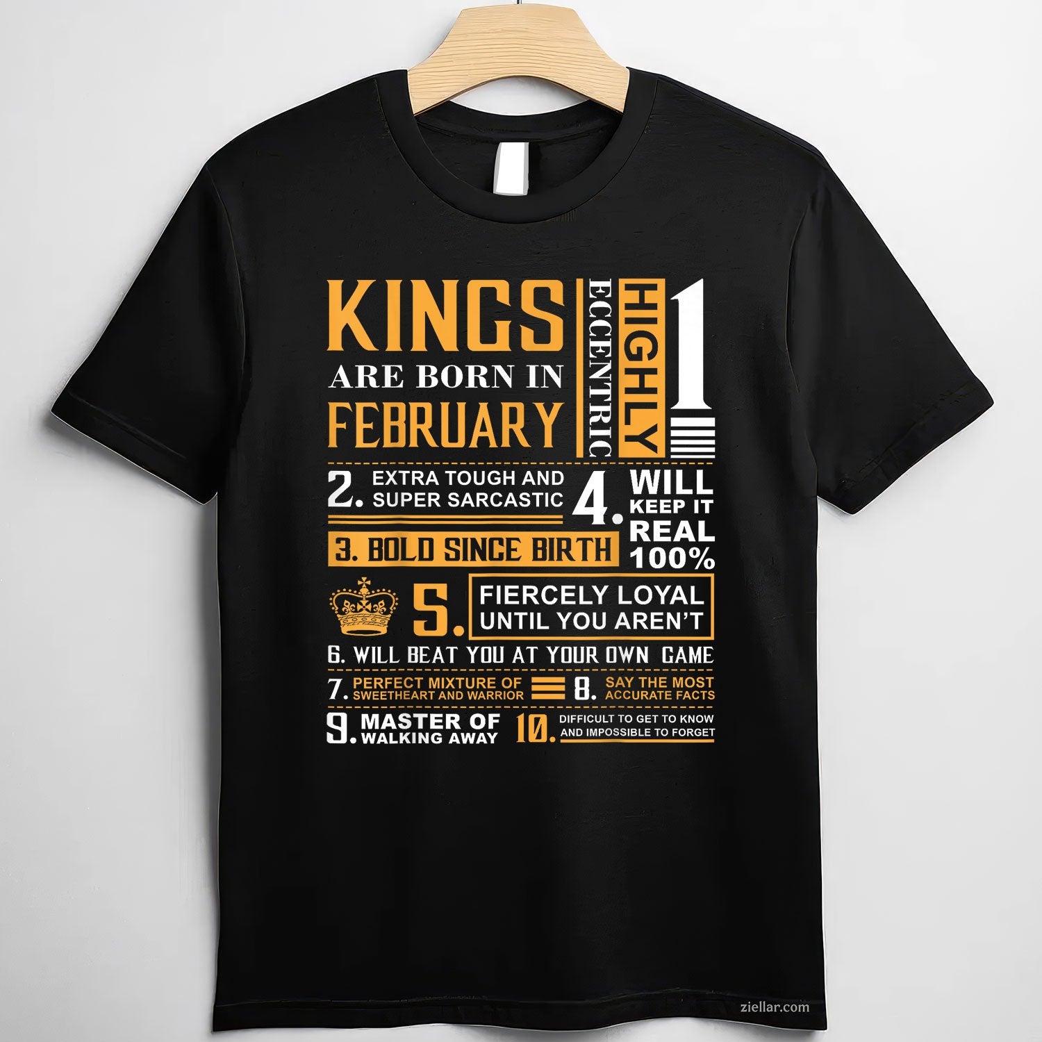 Kings Are Born in February Tee and T-Shirt, Birthday Gift T-Shirt for Men Adults, Legendary February Kings