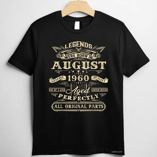 Legend Born in August 1960 Tee and T-Shirt, 65th Birthday Gift T-Shirt for 65-Year-Old Men Adults