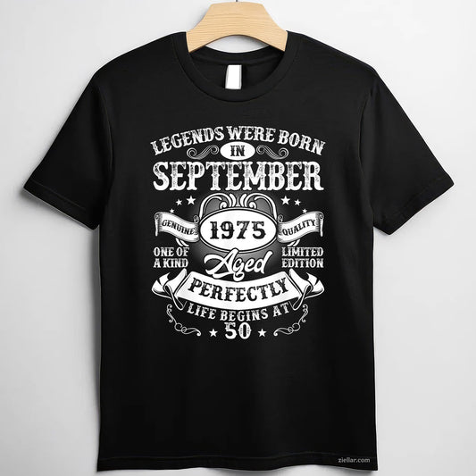 Legend Since September 1975 Tee and T-Shirt, 50th Birthday Retro T-Shirt Gift for Men Adults