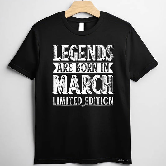Legends Are Born in March Tee and T-Shirt, Birthday T-Shirt Gift for March Born Adults