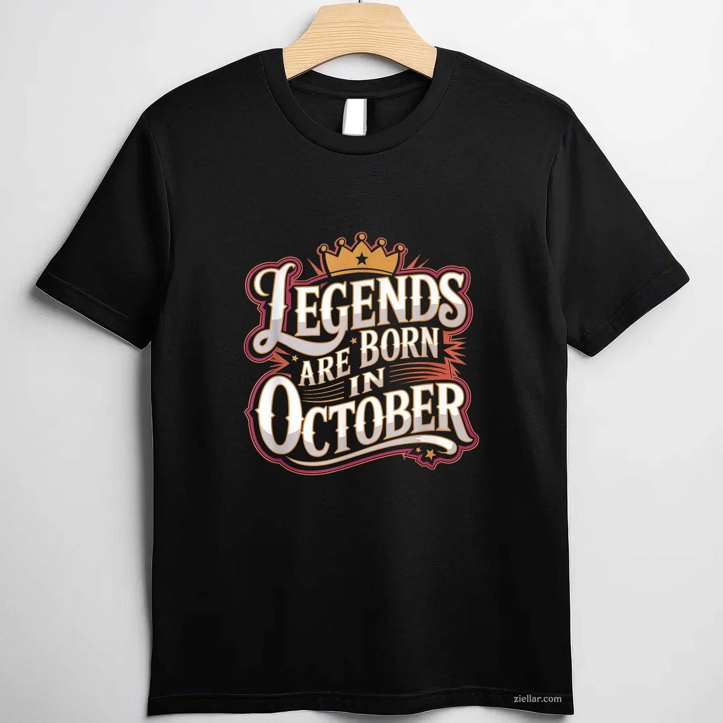 Legends Are born October Crown and Stars Birthday T-Shirt and Tee for Adults Men Women Unisex