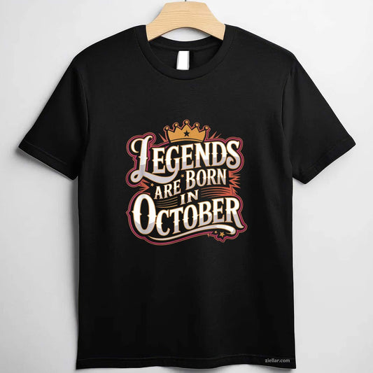 Legends Are born October Crown and Stars Birthday T-Shirt and Tee for Adults Men Women Unisex