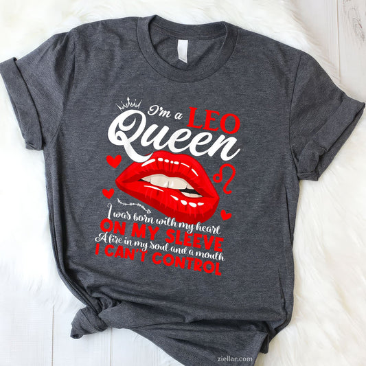 Leo Queen Zodiac Tee and T-Shirt, Strong July August Birthday Gift T-Shirt for Women Adults