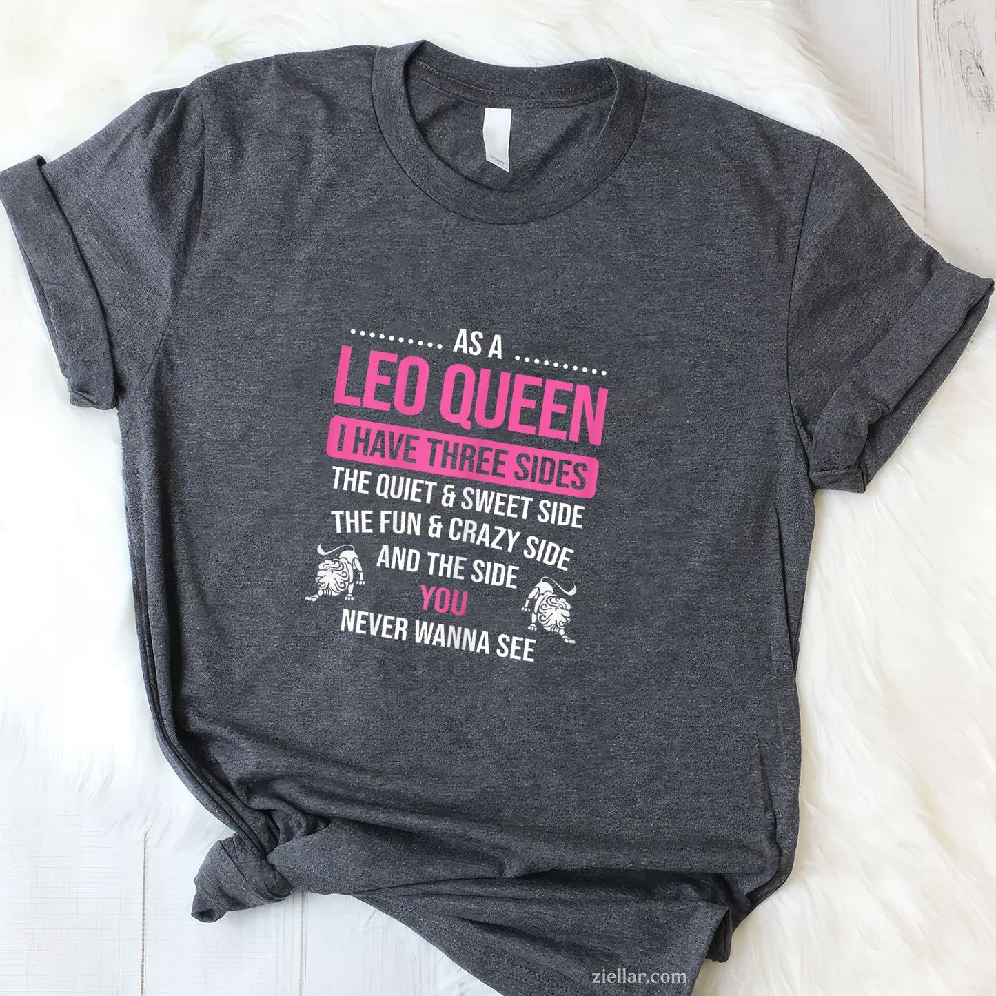 Leo Queen with Three Sides Tee and T-Shirt, August Zodiac Birthday Gift T-Shirt for Women Adults