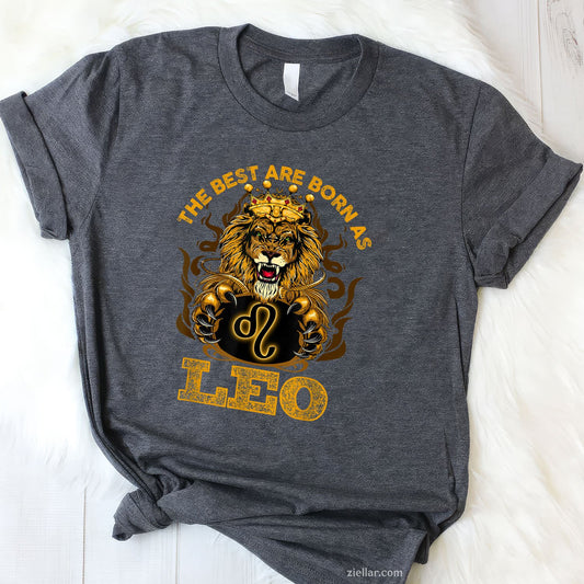 Leo Zodiac Lion Graphic Tee and T-Shirt, Birthday Gift T-Shirt for Adults Born in August