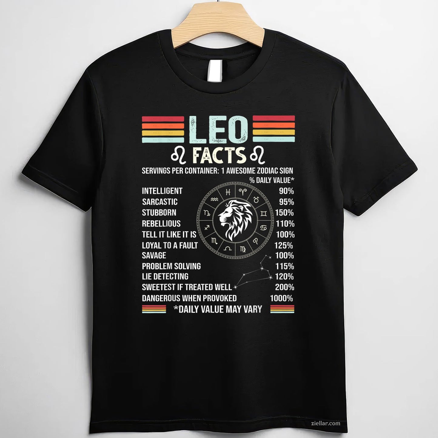 Leo Zodiac Sign Tee and T-Shirt, Retro July August Birthday Astrology T-Shirt for Adults