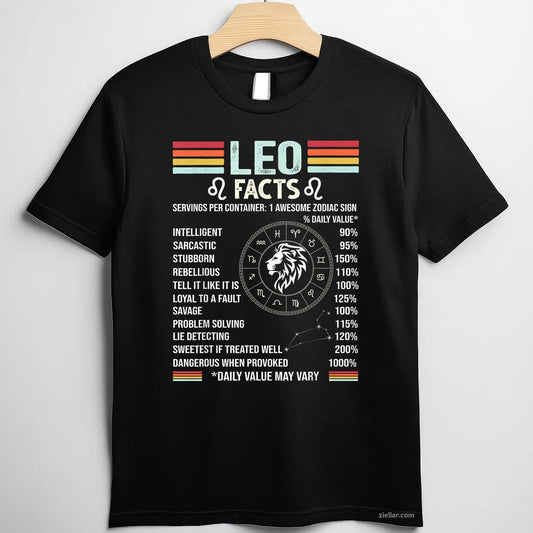 Leo Zodiac Sign Tee and T-Shirt, Retro July August Birthday Astrology T-Shirt for Adults