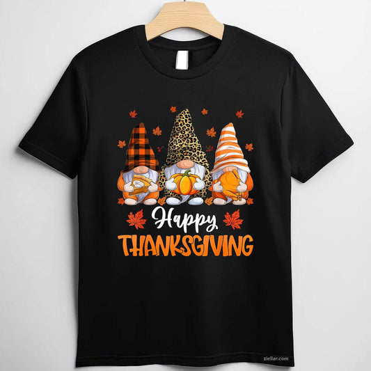 Leopard Buffalo Plaid Gnomes Thanksgiving Mens Women  T-Shirt and Tee for Adults Men Women Unisex