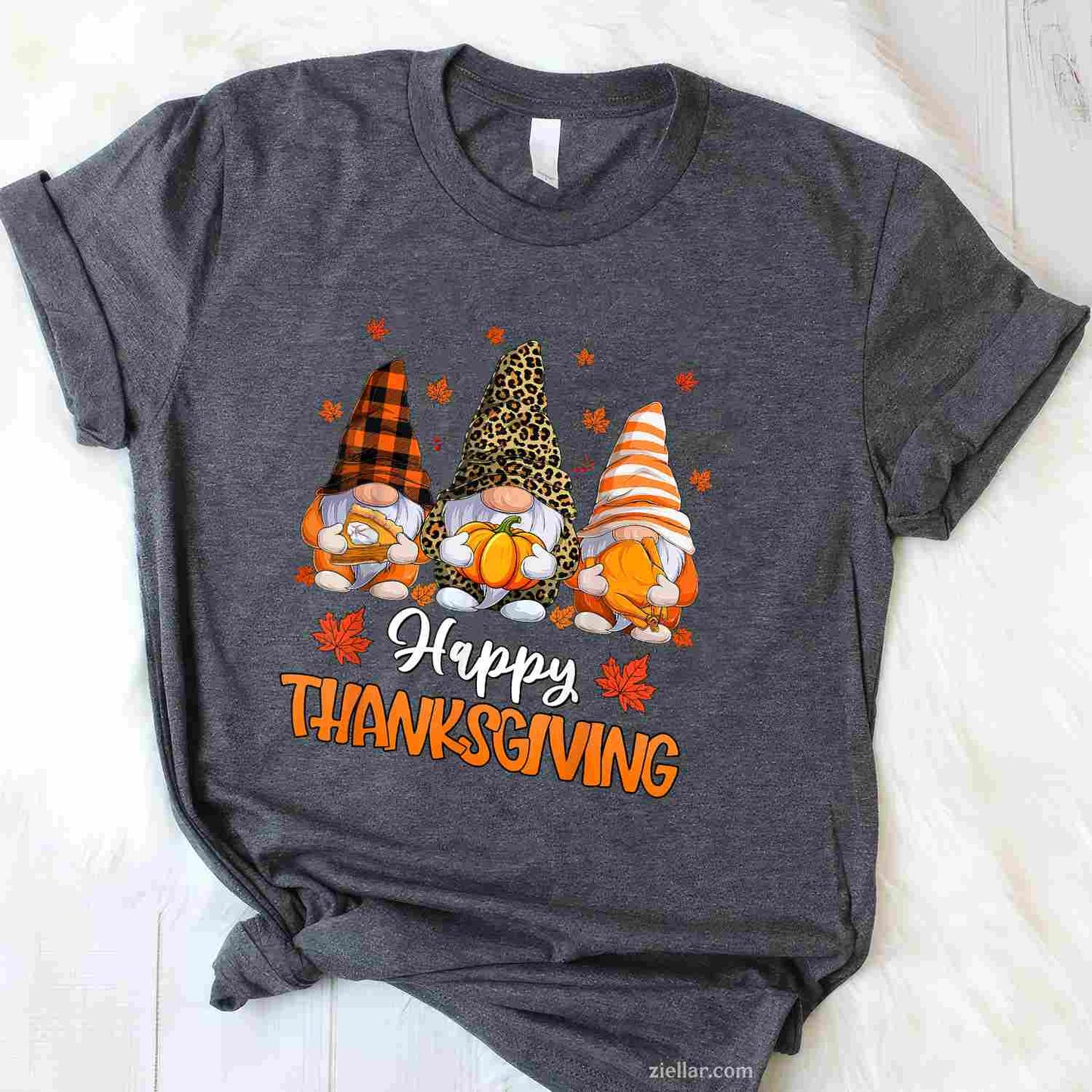 Leopard Buffalo Plaid Gnomes Thanksgiving Mens Women  T-Shirt and Tee for Adults Men Women Unisex