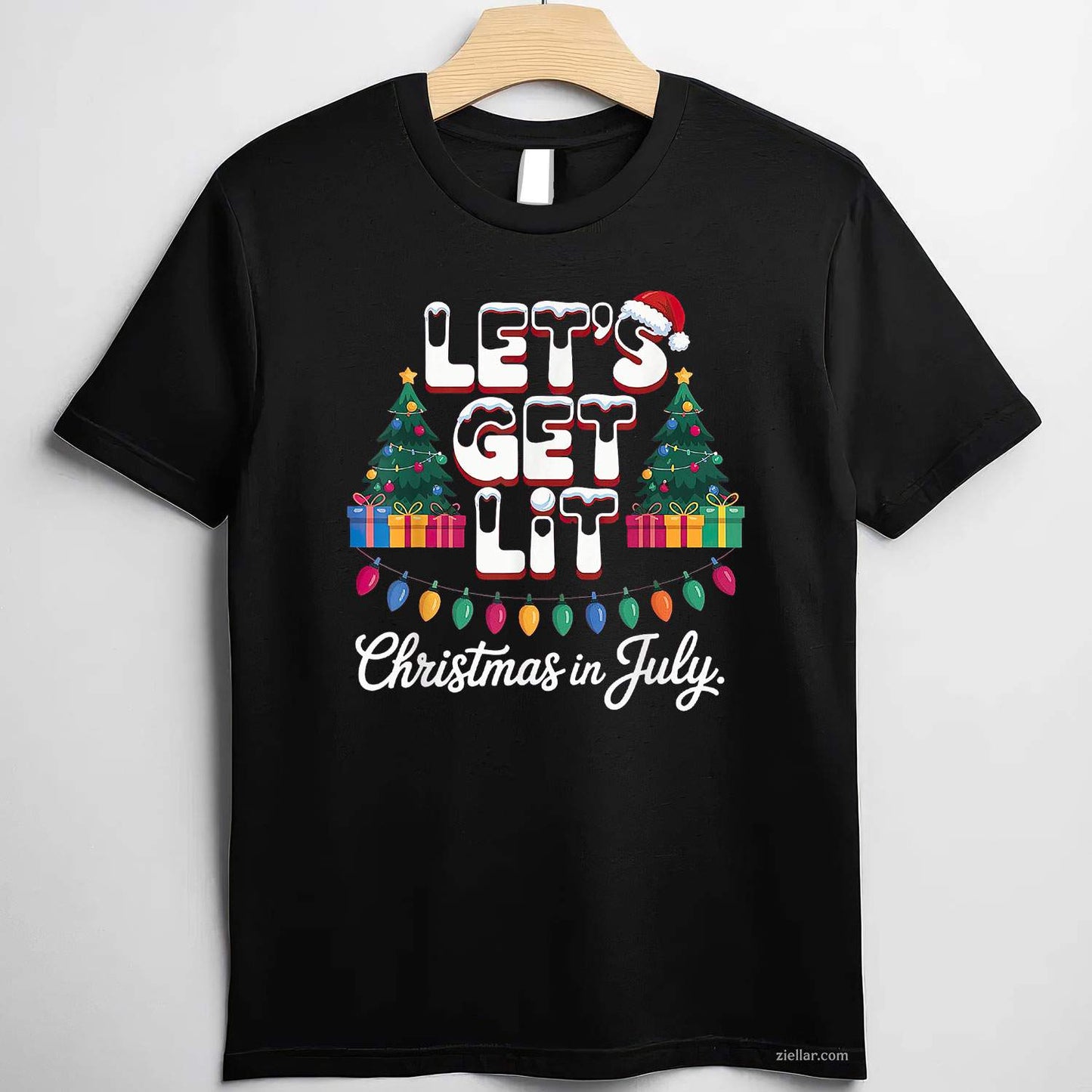 Let'S Get Lit Christmas In July T-Shirt, A Funny Christmas In July Get Lit Tee