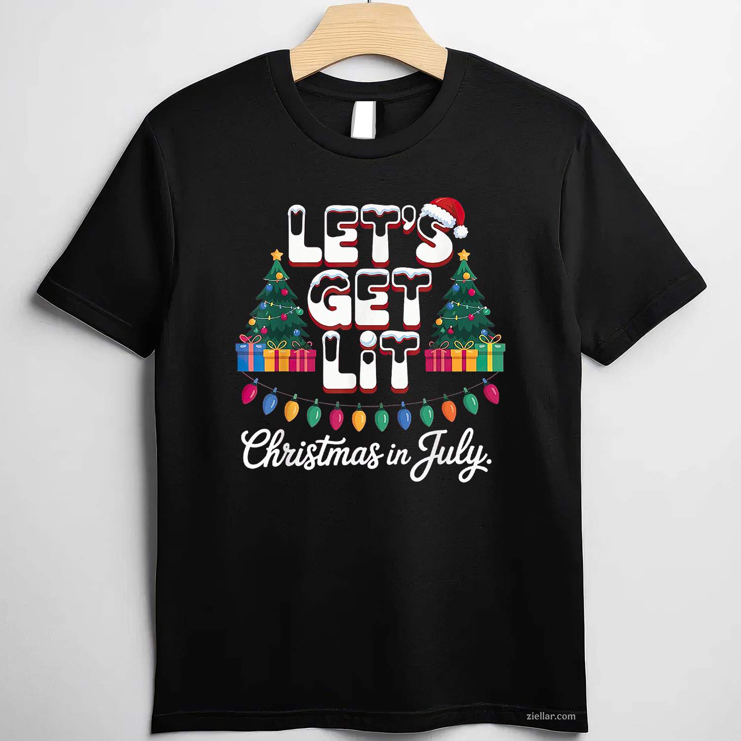 Let'S Get Lit Christmas In July T-Shirt, A Funny Christmas In July Get Lit Tee