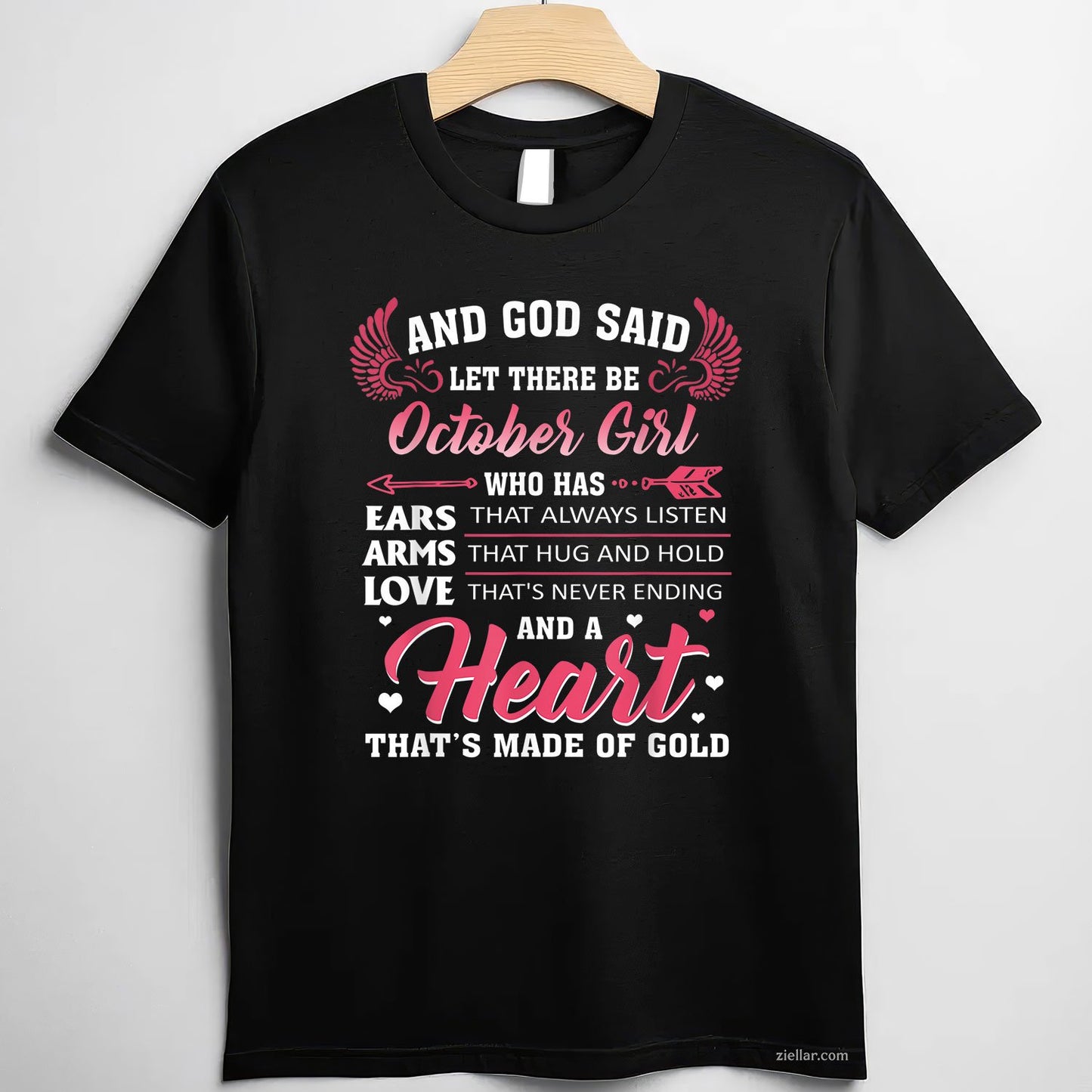 Let There Be October Girl Tee and T-Shirt, Faith-Based Birthday T-Shirt Gift for Women Adults