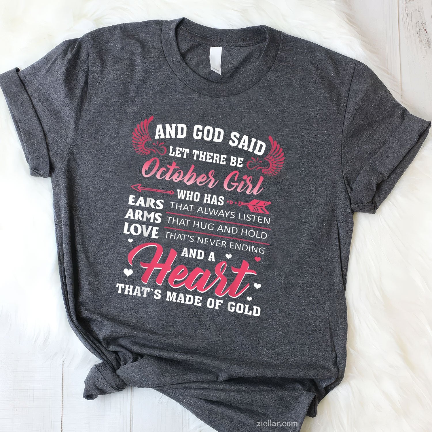 Let There Be October Girl Tee and T-Shirt, Faith-Based Birthday T-Shirt Gift for Women Adults
