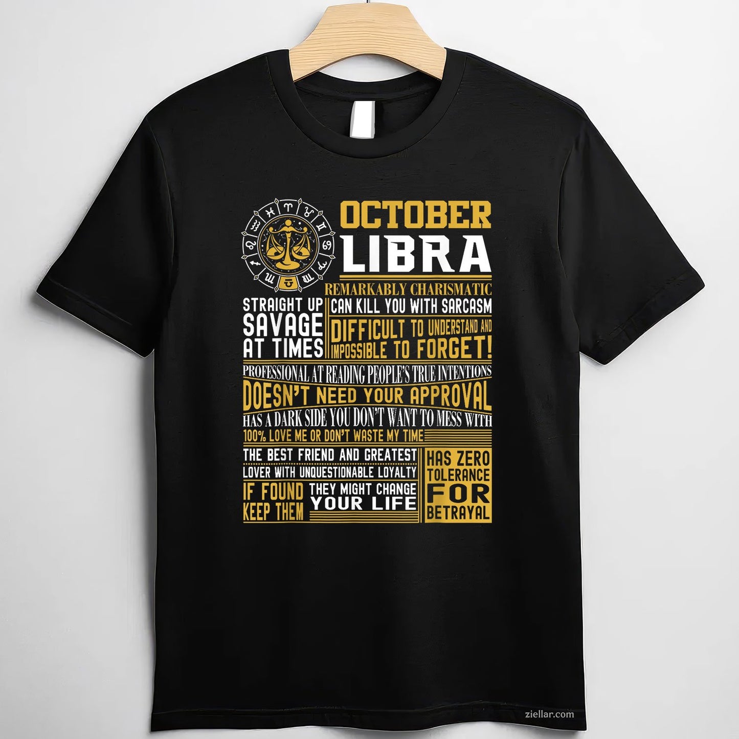 Libra Zodiac Birthday Tee and T-Shirt, Best Born in October T-Shirt Gift for Men and Women