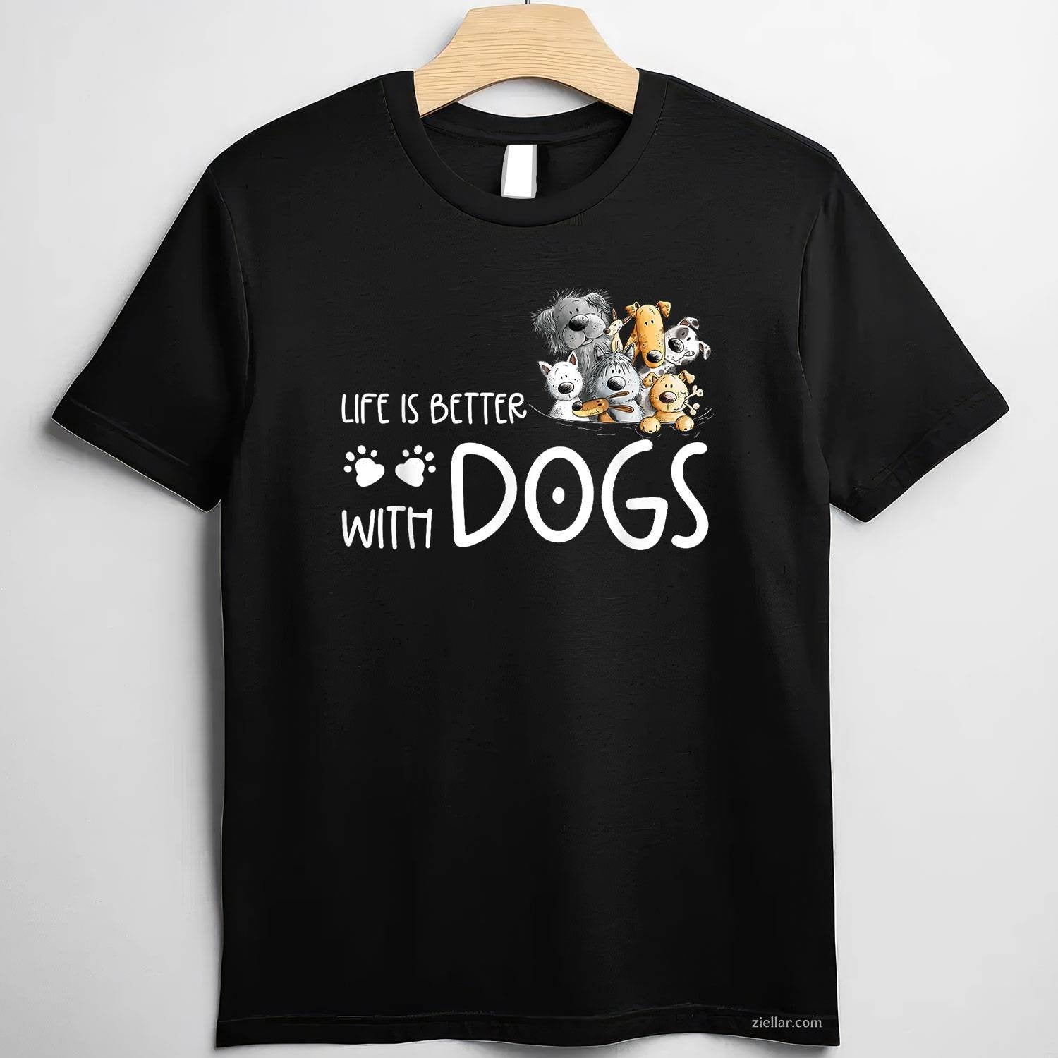 Life Is Better With Dogs For Dog Lover T-Shirt, Dog Quote Vintage Graphic Tee For Men Women