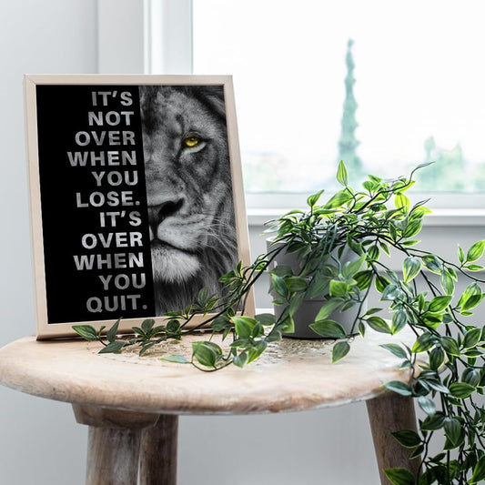 Lion Poster and Canvas Wall Art for Men, Motivational Gym Quote Decor for Office, Positive Affirmation Print for Man Cave or Bedroom