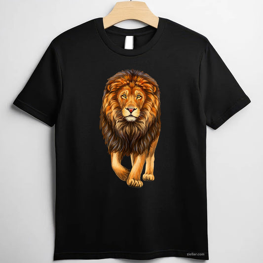 Lion Walking African Animal Tee and T-Shirt, Realistic King of the Jungle T-Shirt Gift for Adults