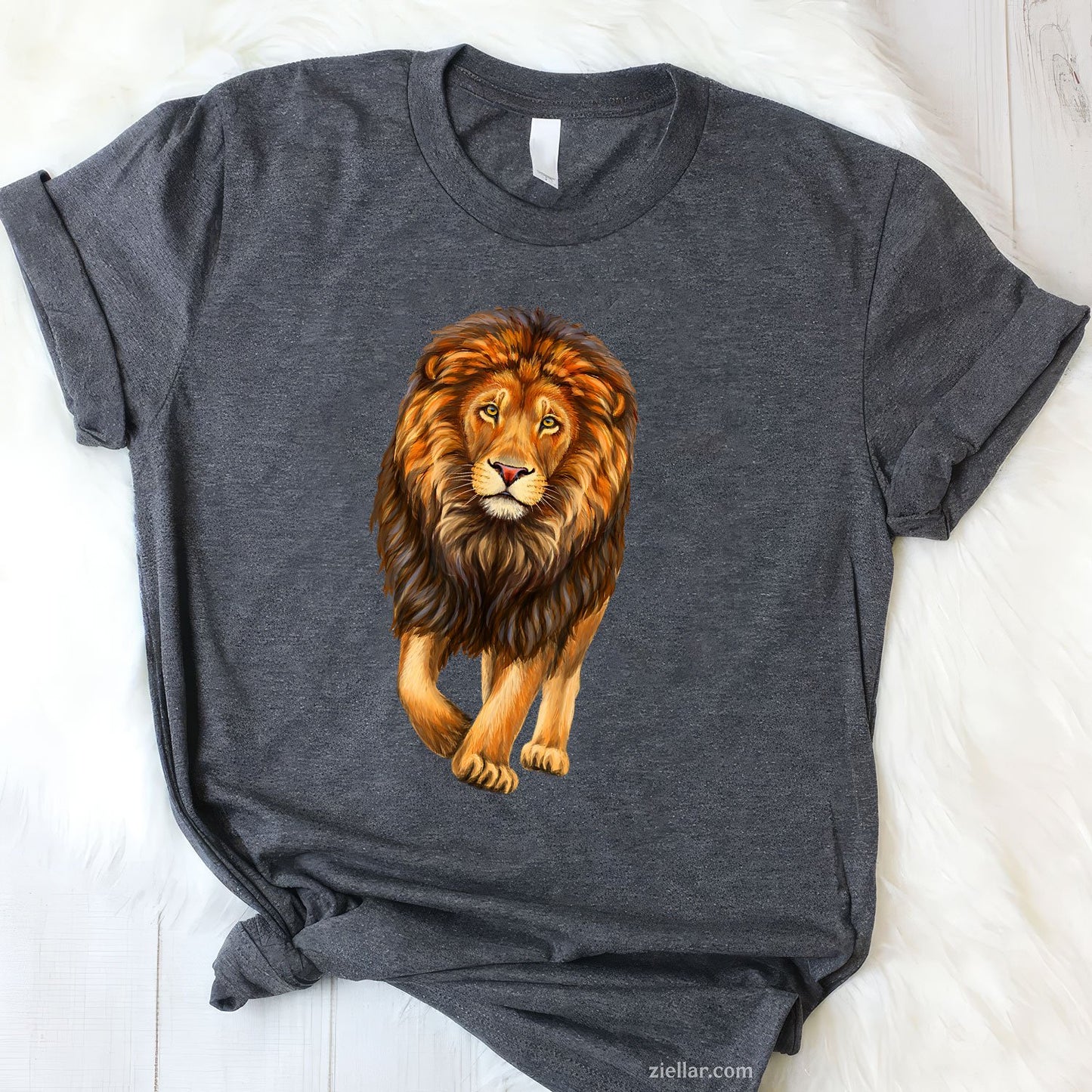 Lion Walking African Animal Tee and T-Shirt, Realistic King of the Jungle T-Shirt Gift for Adults