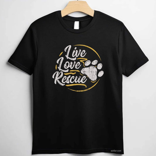 Live Love Rescue - Dog Lover T-Shirt, Adopt A Dog Adoption Vintage Graphic Tee For Adults