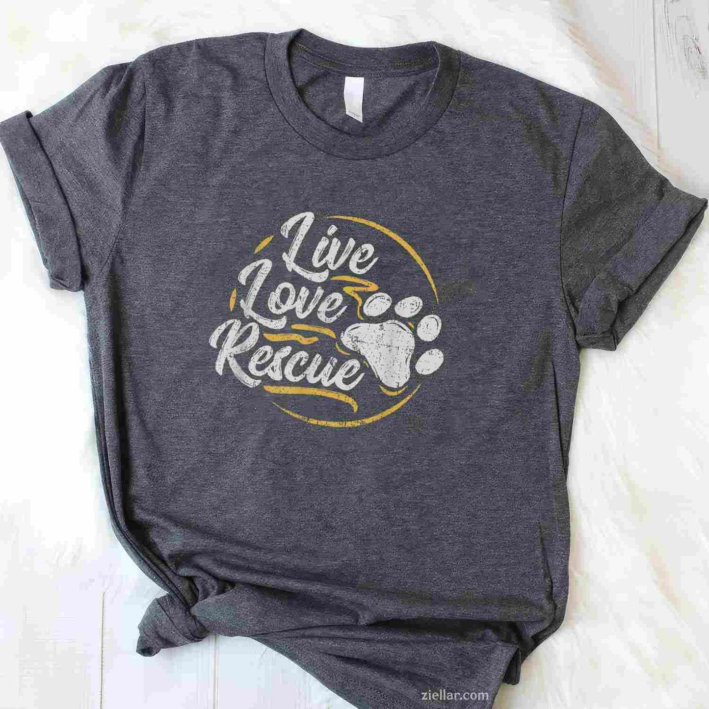 Live Love Rescue - Dog Lover T-Shirt, Adopt A Dog Adoption Vintage Graphic Tee For Adults