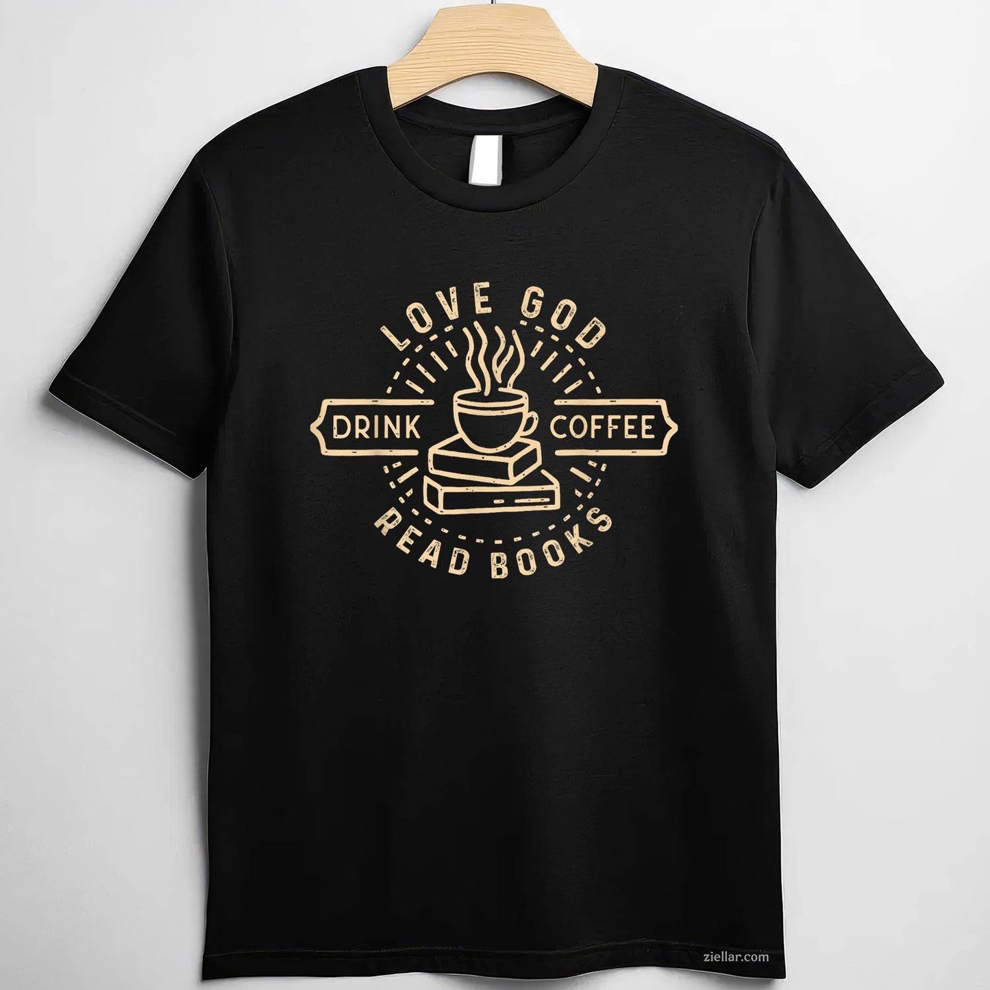 Love God Drink Coffee Read Books Lovers Vintage Christian T-Shirt