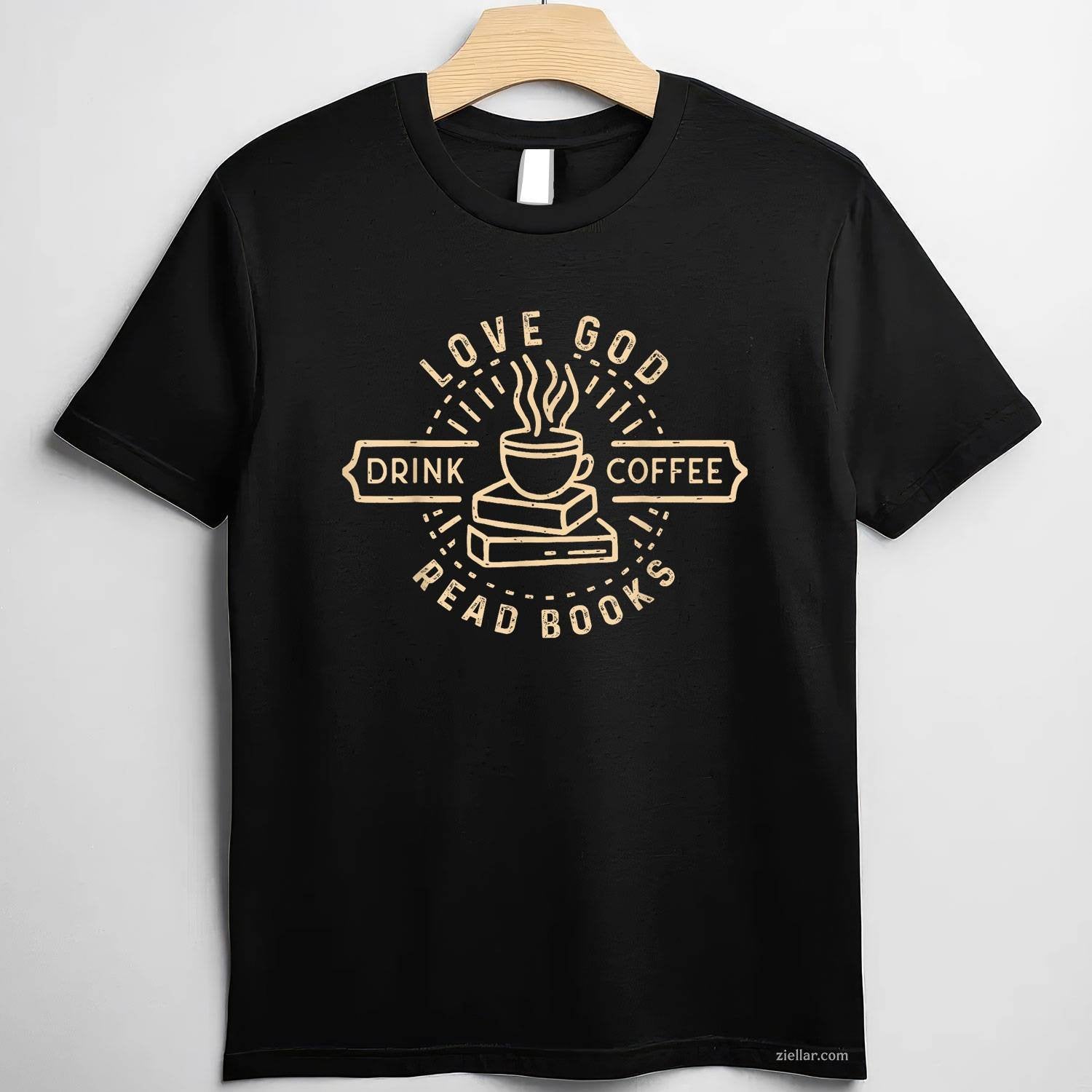 Love God Drink Coffee Read Books Lovers Vintage Christian T-Shirt