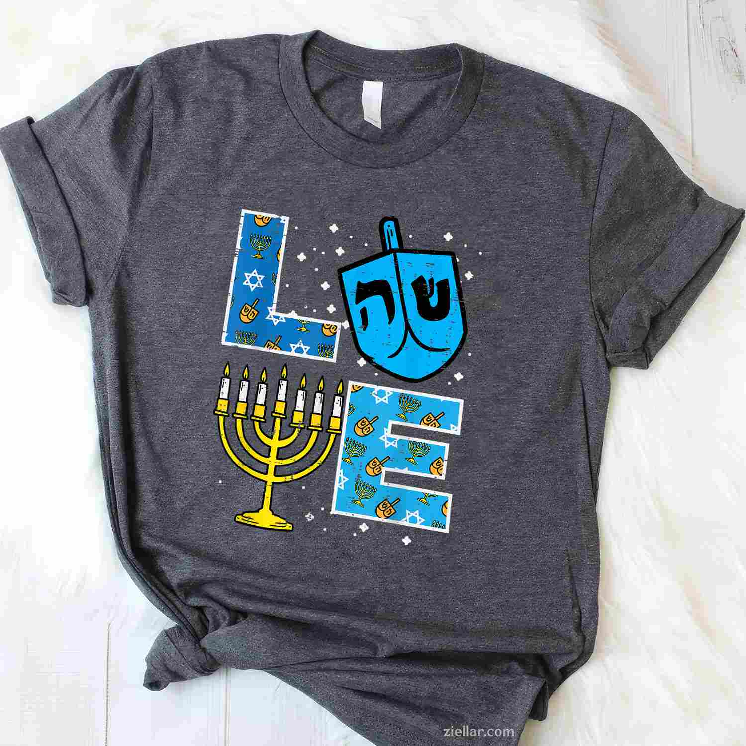 Love Hanukkah Dreidel Menorah Jewish Chanukah Men Women T-Shirt_ Cute Holiday Tee For Men And Women