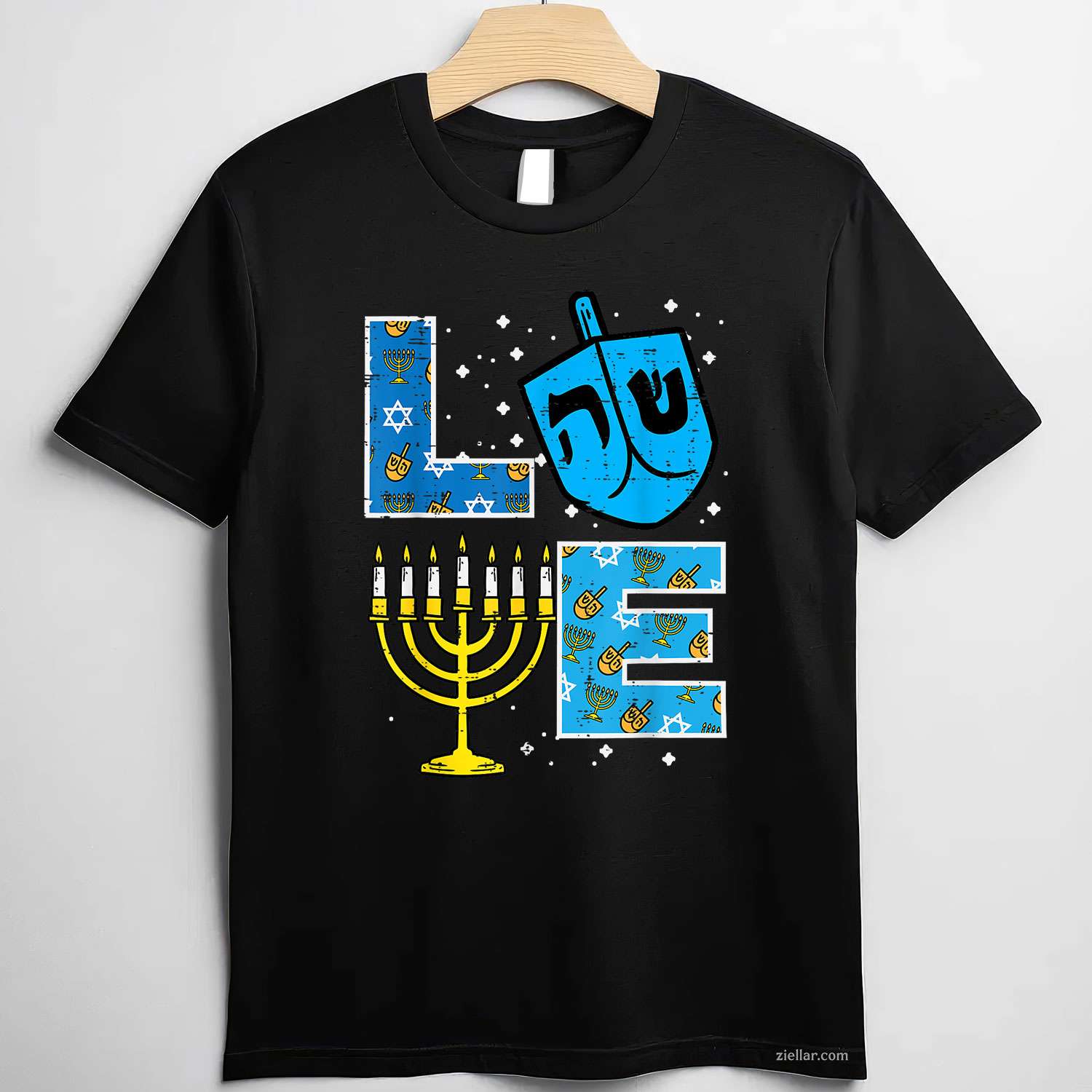 Love Hanukkah Dreidel Menorah Jewish Chanukah Men Women T-Shirt_ Cute Holiday Tee For Men And Women