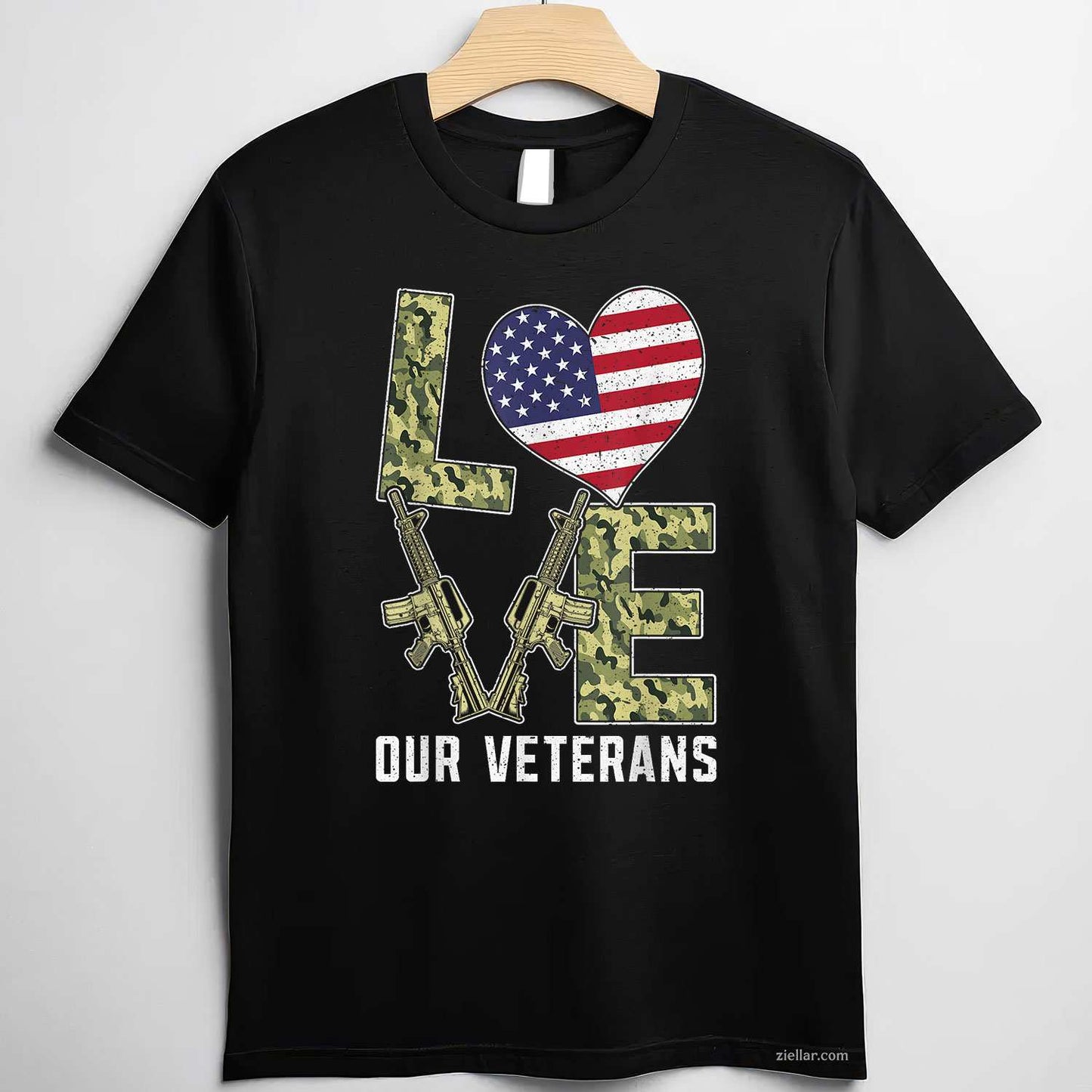 Love Our Veterans Day Proud Military Us Flag T-Shirt And Tee For Adults