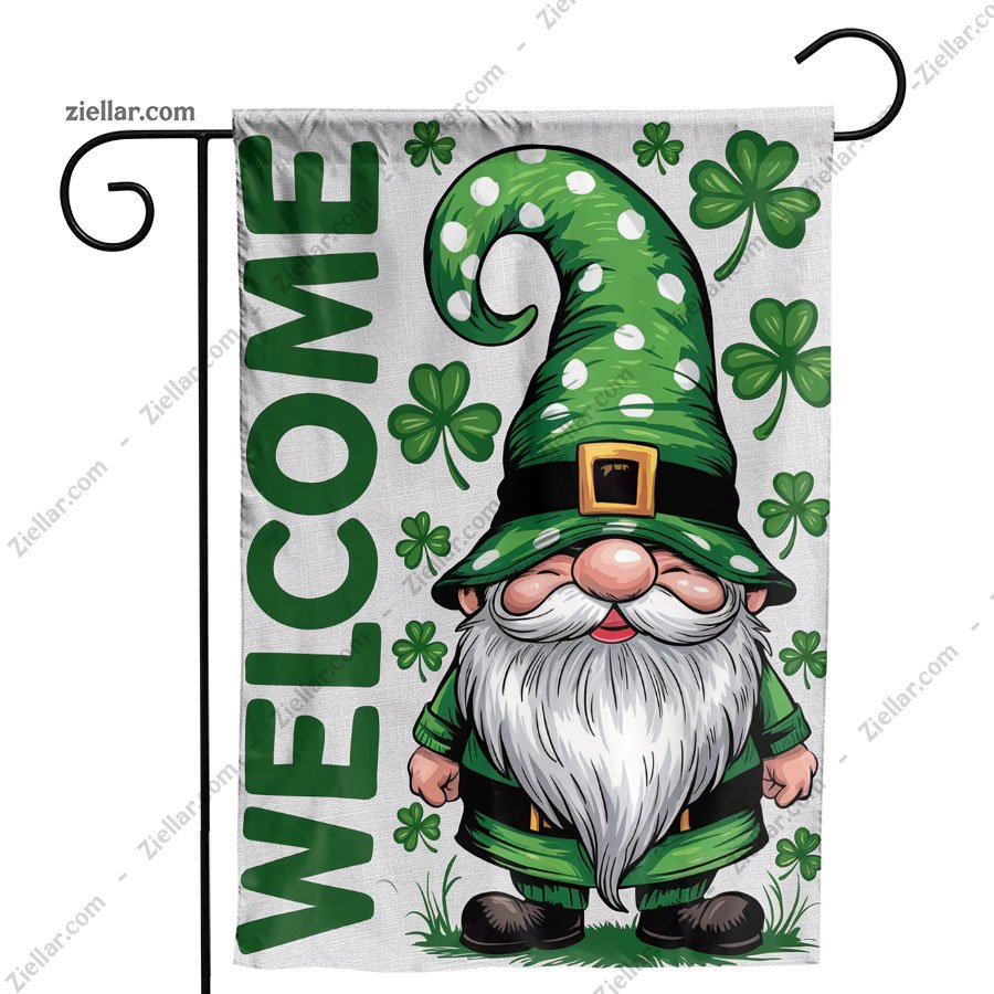 Lucky Clover St Patricks Day Garden Flag 12x18 Inch, Gnome Yard Decor Home