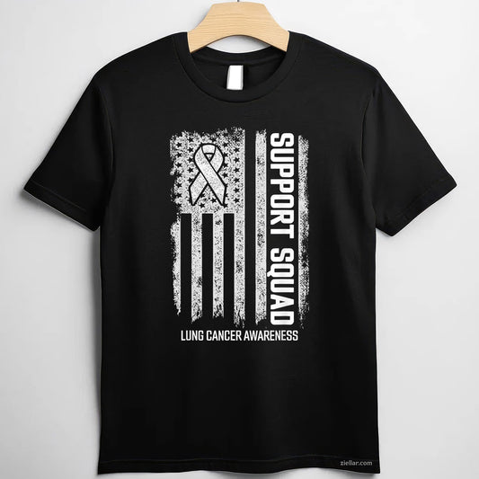 Lung Cancer Shirts Support Squad Lung Cancer Awareness Tee and T-Shirt, Lung Cancer Awareness Support T-Shirt for Men and Women Adults