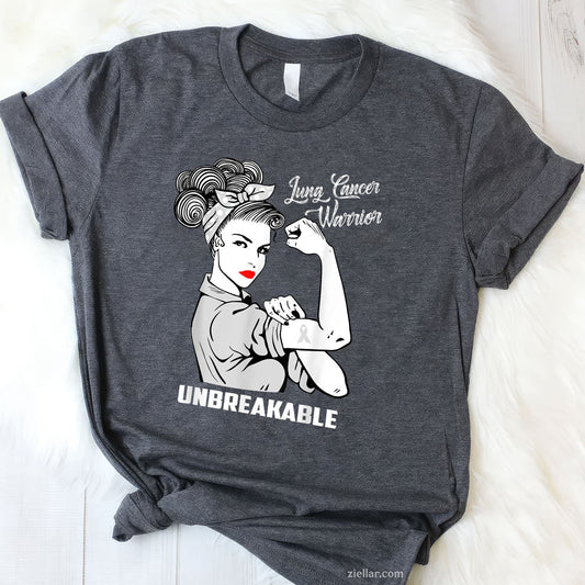 Lung Cancer Warrior Unbreakable T-Shirt Awareness Gift Shirt T-Shirt
