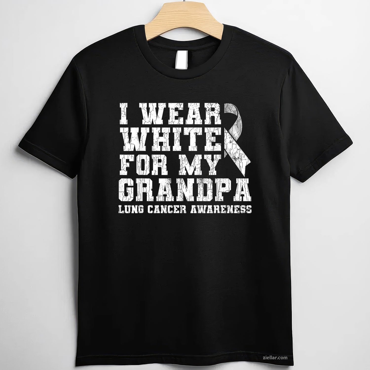Lung Cancer Awareness White Ribbon Grandpa Gift T-Shirt
