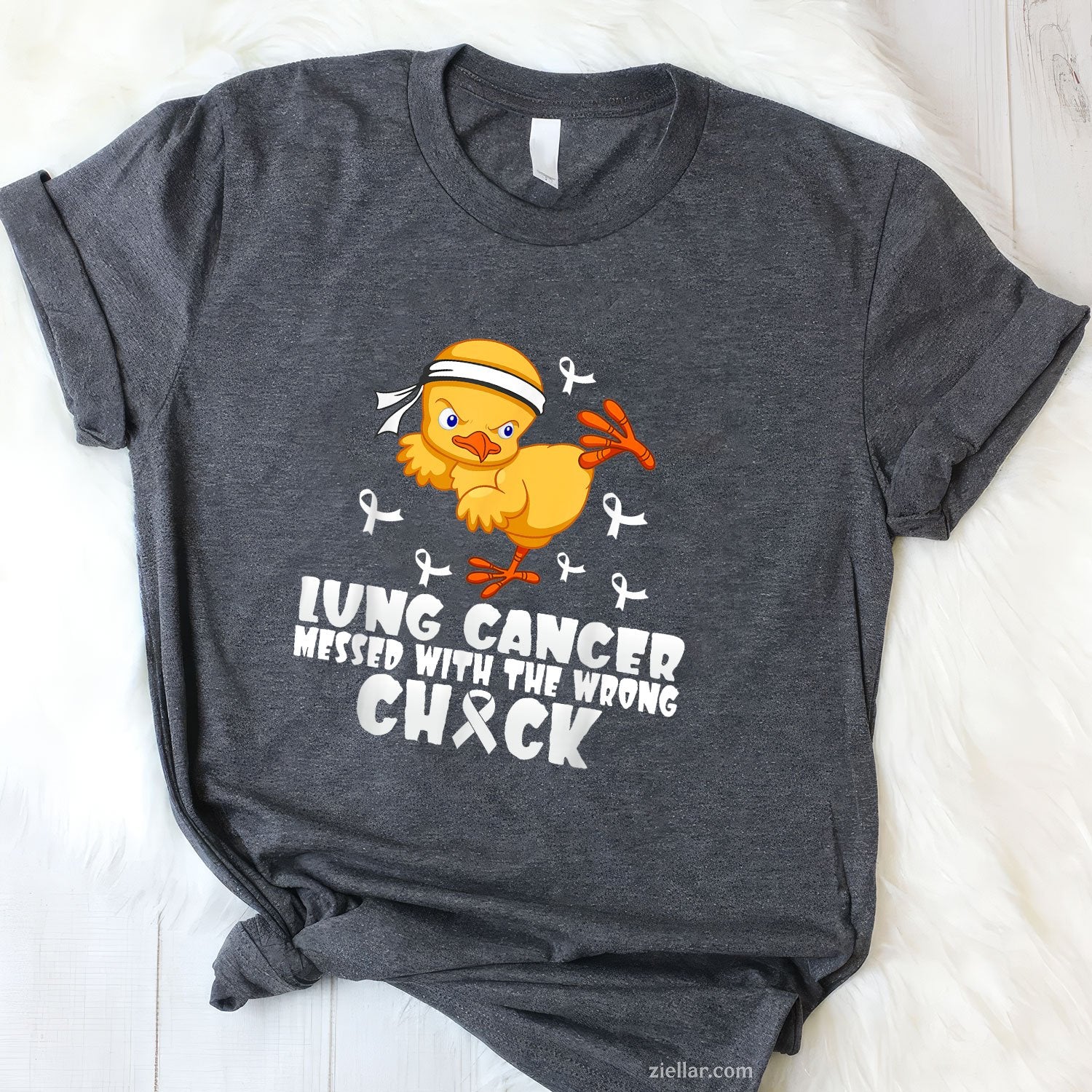 Lung Cancer Messed With The Wrong Chick Tee and T-Shirt, Lung Cancer Awareness Support T-Shirt for Men and Women Adults