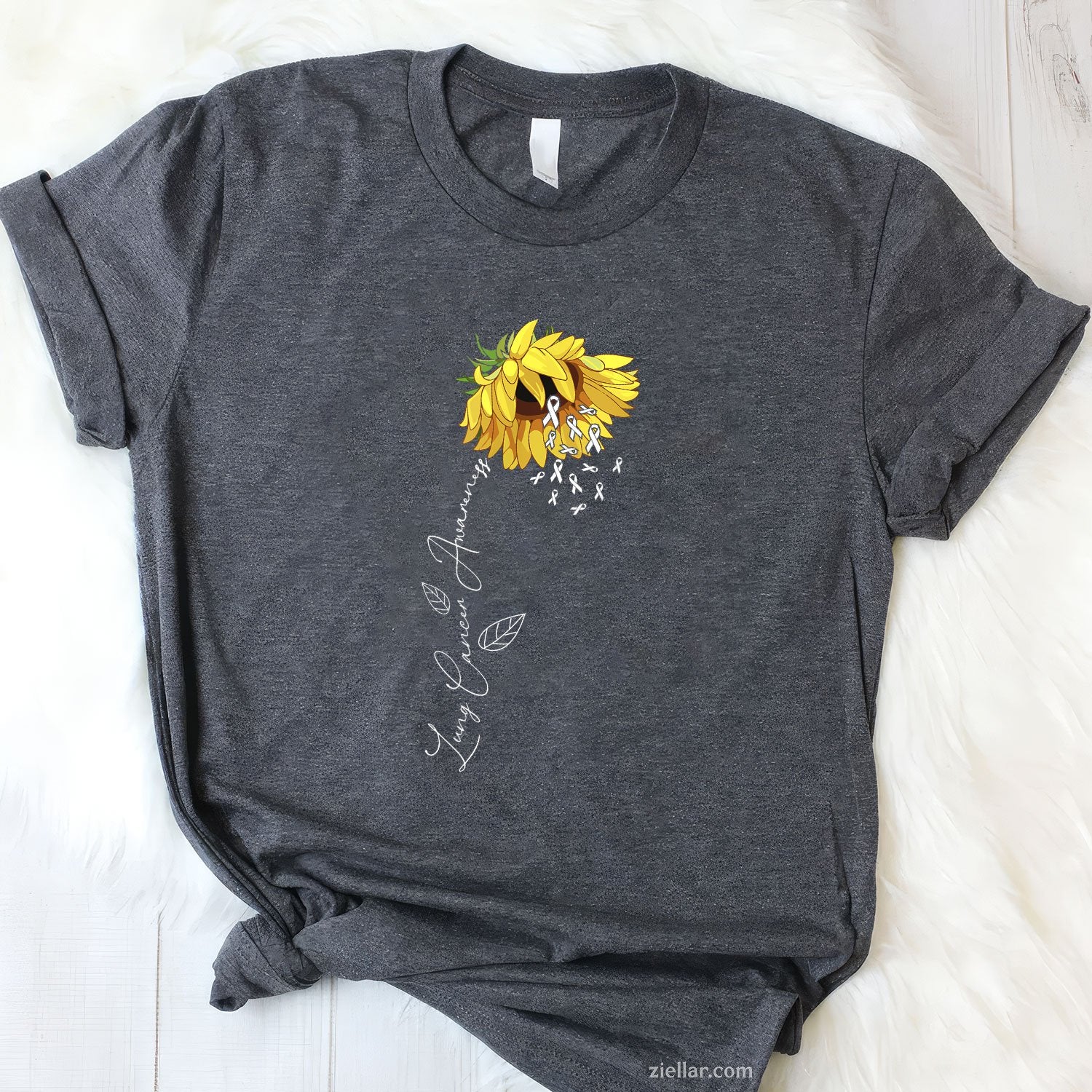 Lung Cancer Awareness Sunflower T-Shirt