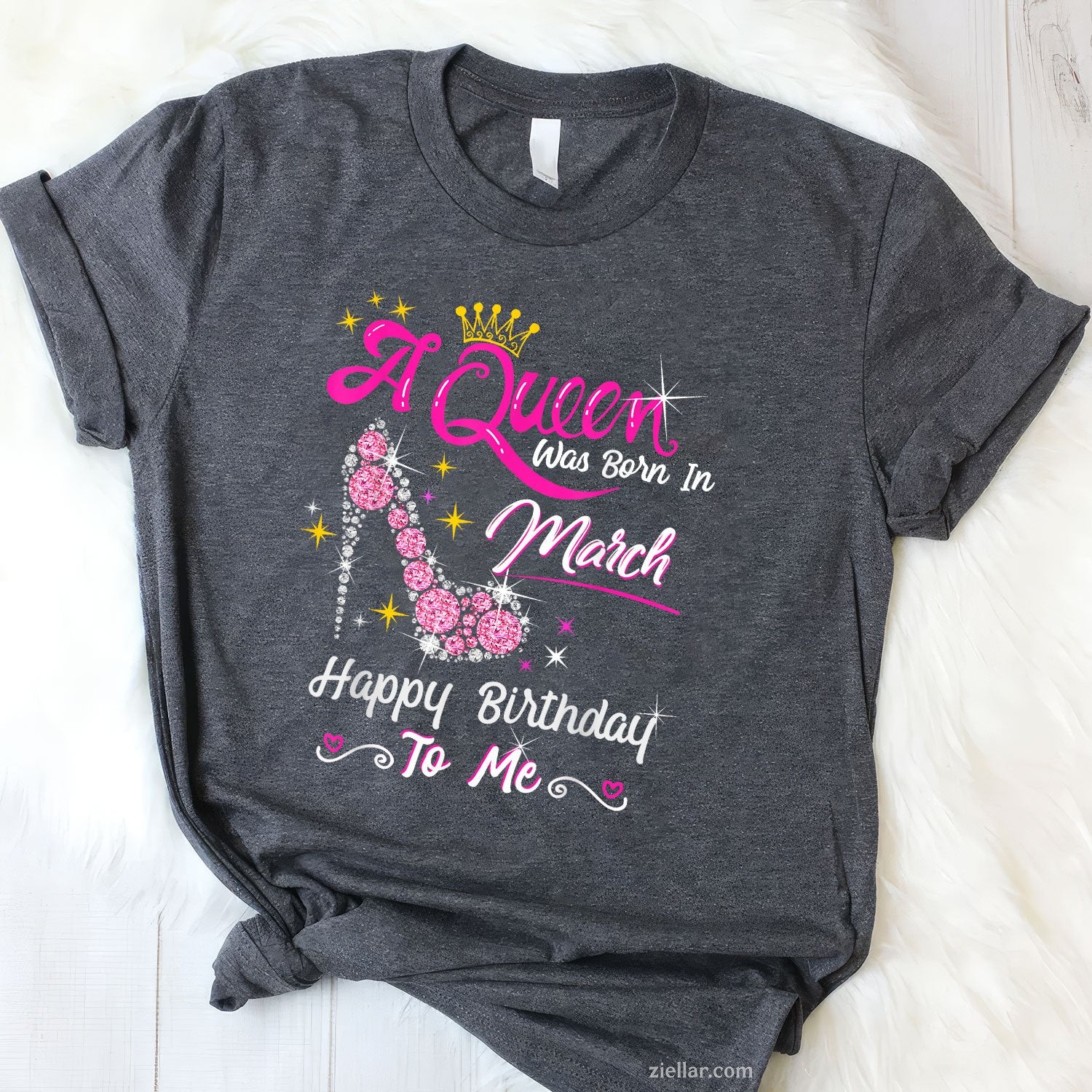 March Birthday Girl Tee and T-Shirt, A Queen Was Born in March T-Shirt Gift for Women Adults