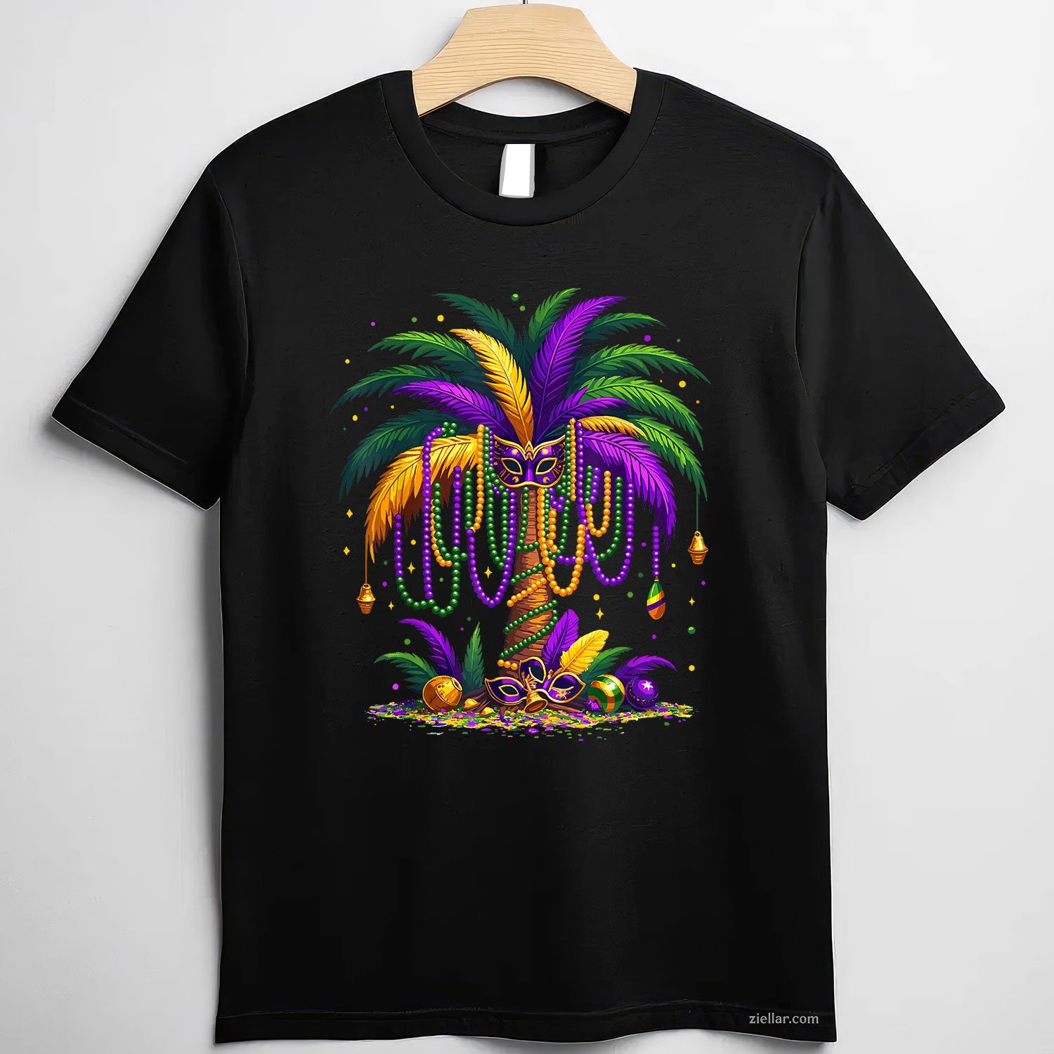 Mardi Gras Palm Tree Tee and T-Shirt, Hawaiian Tropical Party T-Shirt Gift for Men and Women Adults