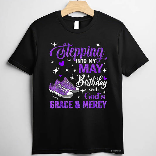 May Birthday Celebration Tee and T-Shirt, Inspirational God’s Grace T-Shirt for Women Adults