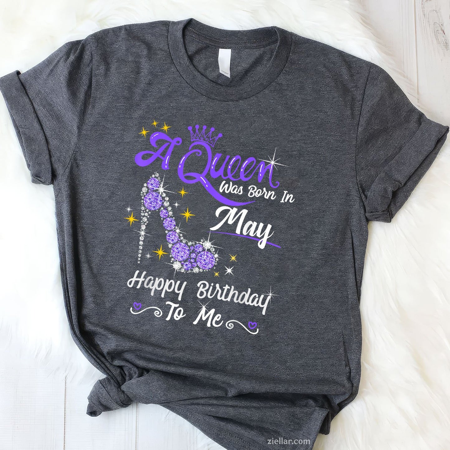 May Queen Birthday Tee and T-Shirt, High Heel Crown Gift T-Shirt for Women Adults