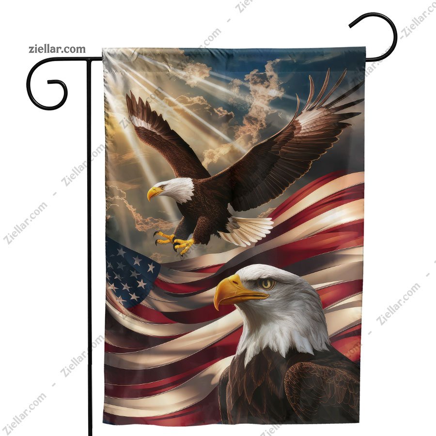 Memorial Day Outdoor Flag - American Eagle Patriotic Garden Decor for Yard