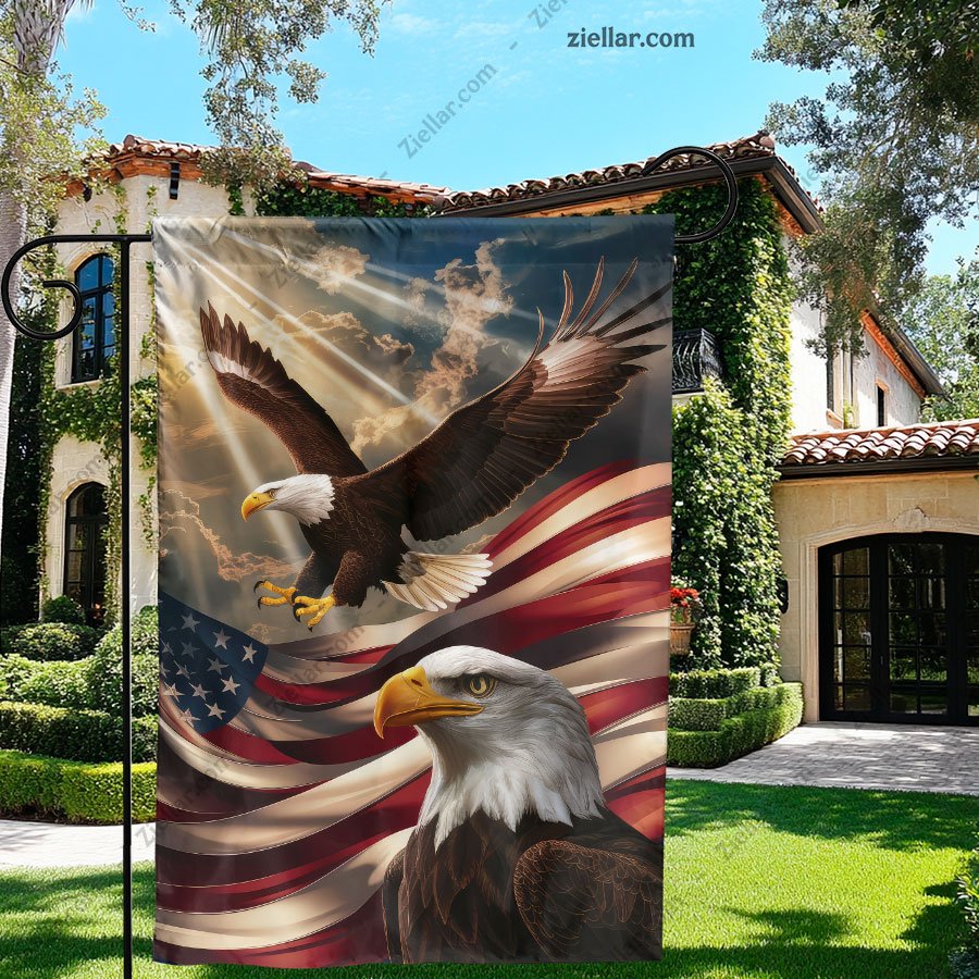 Memorial Day Outdoor Flag - American Eagle Patriotic Garden Decor for Yard