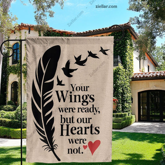 Memorial Garden Flag 12x18 Never Forgotten Feather Wings Yard Outdoor Decor
