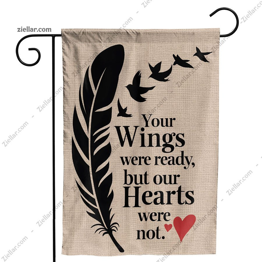 Memorial Garden Flag 12x18 Never Forgotten Feather Wings Yard Outdoor Decor